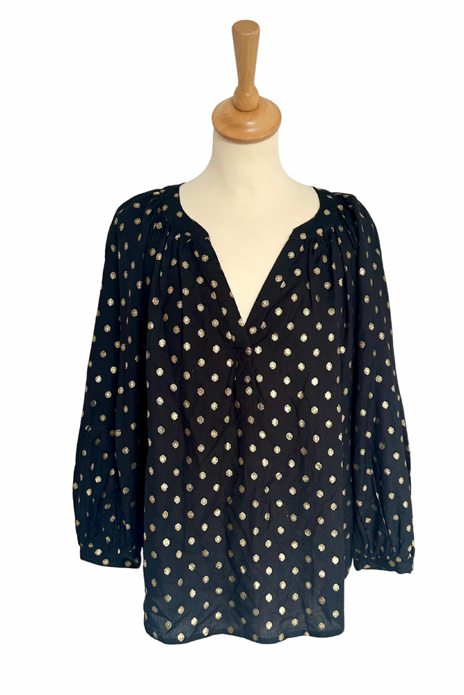Gold Spotty Blouse Size L - Preloved