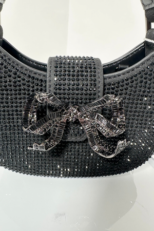 Rhinestone Bow Detail Crescent Micro Bag - BNWT