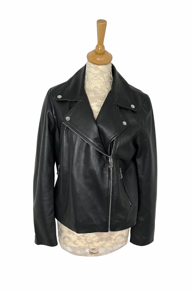 
            
                Load image into Gallery viewer, Leather Biker Jacket Size 12 - Preloved
            
        