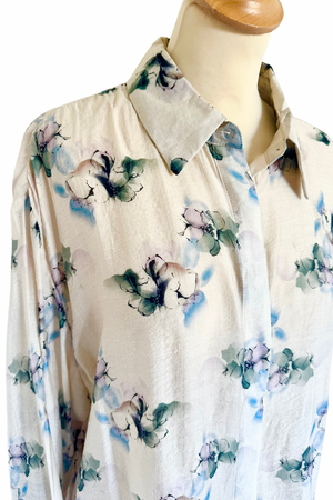Pastel Floral Blouse Size L - Preloved