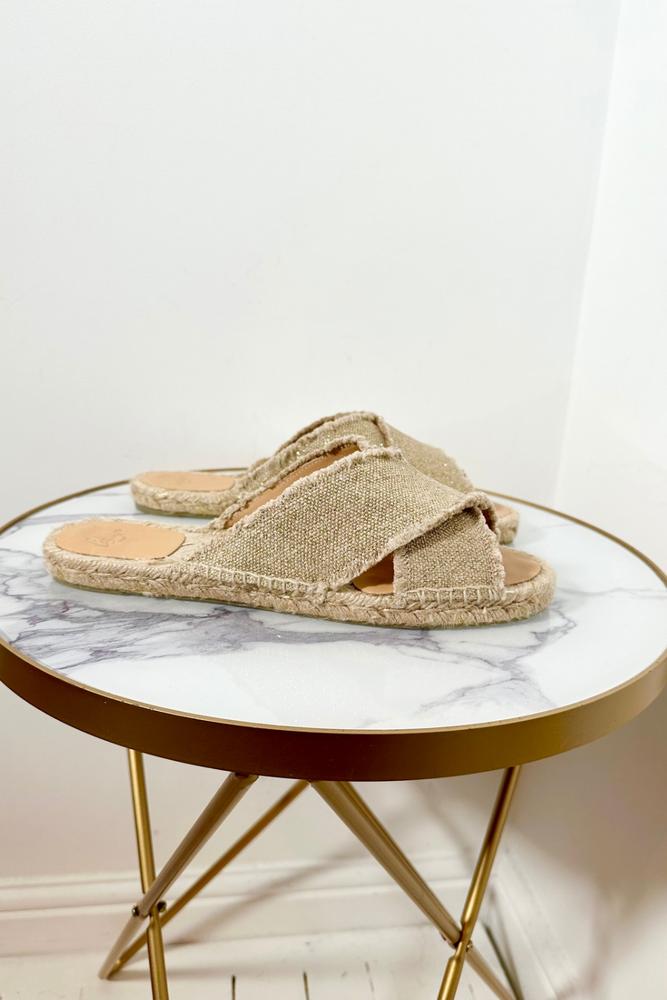 Taupe Linen Espadrilles Size 40 - New