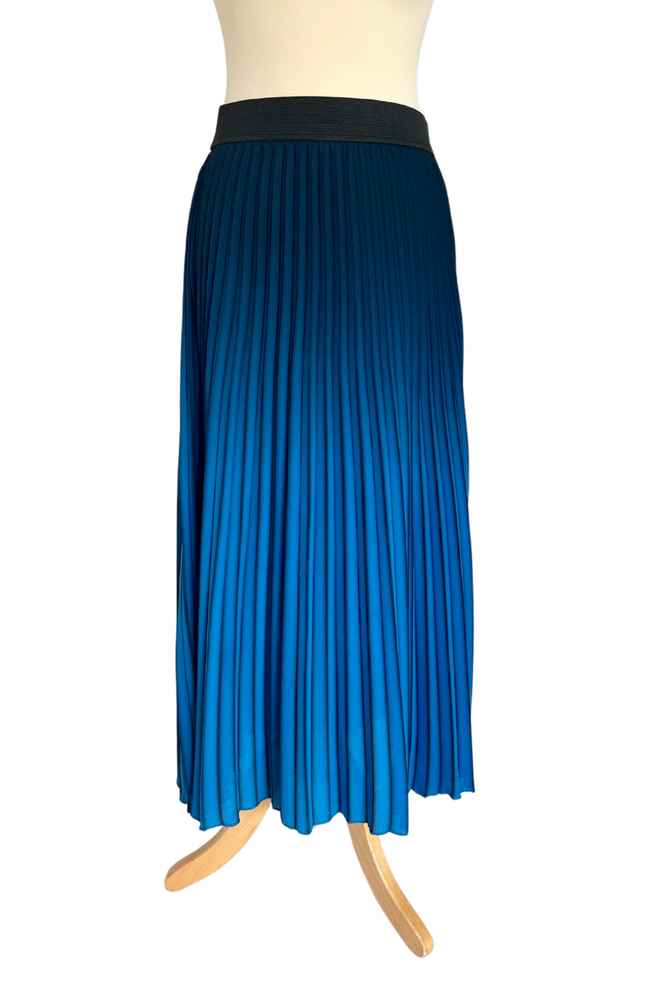 Striped Pleated Midi Skirt Size UK 8/10 - Preloved