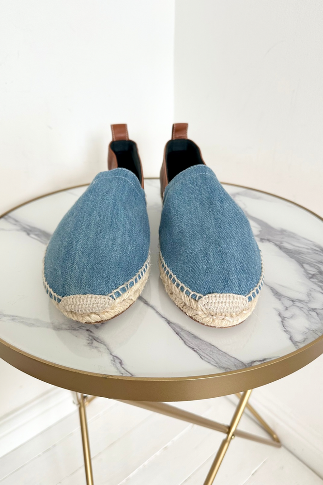 Leather / Denim Espadrilles Flats Size 41 (Fit a UK 7) - New without Tags