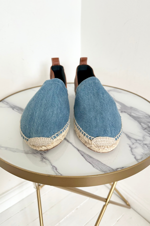 Leather / Denim Espadrilles Flats Size 41 (Fit a UK 7) - New without Tags