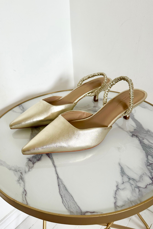 Metallic Slingback Kitten Heels Size 6, 7 & 8 - Unworn