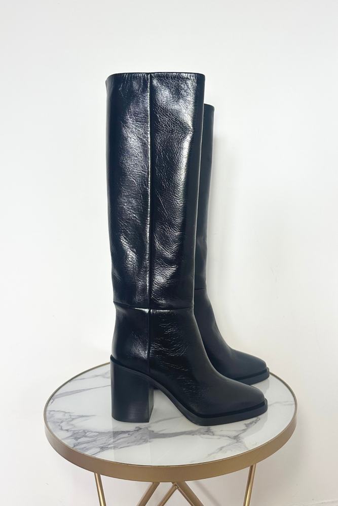 Knee High Crinkled Leather Boots Size 36 - New with Box