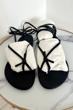 Lace Up Flat Knot Satin Sandals Size 39 - New with Box