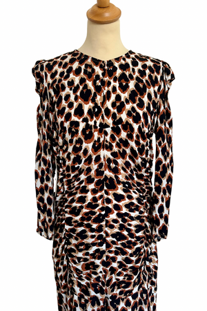 Animal Print Fitted Maxi Dress Size UK 10 - Preloved