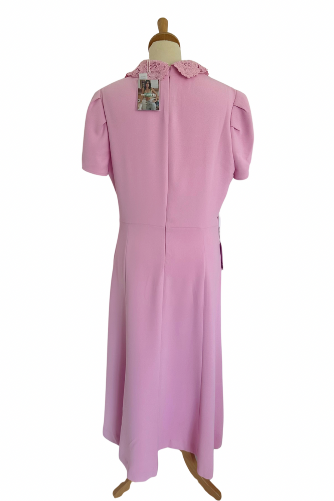 Lace Collar Crepe Midi Dress Size 14 - New with Tags