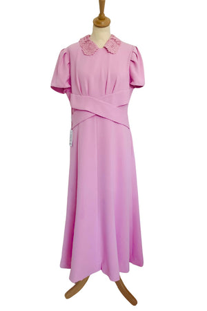 Lace Collar Crepe Midi Dress Size 14 - New with Tags