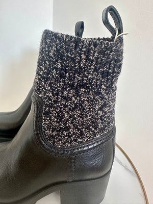 Leather & Knit Ankle Boots Size 5 - New with Box