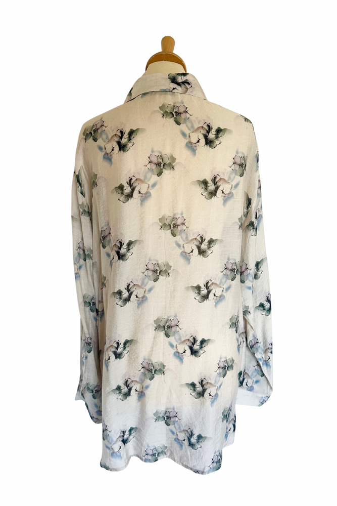 Pastel Floral Blouse Size L - Preloved