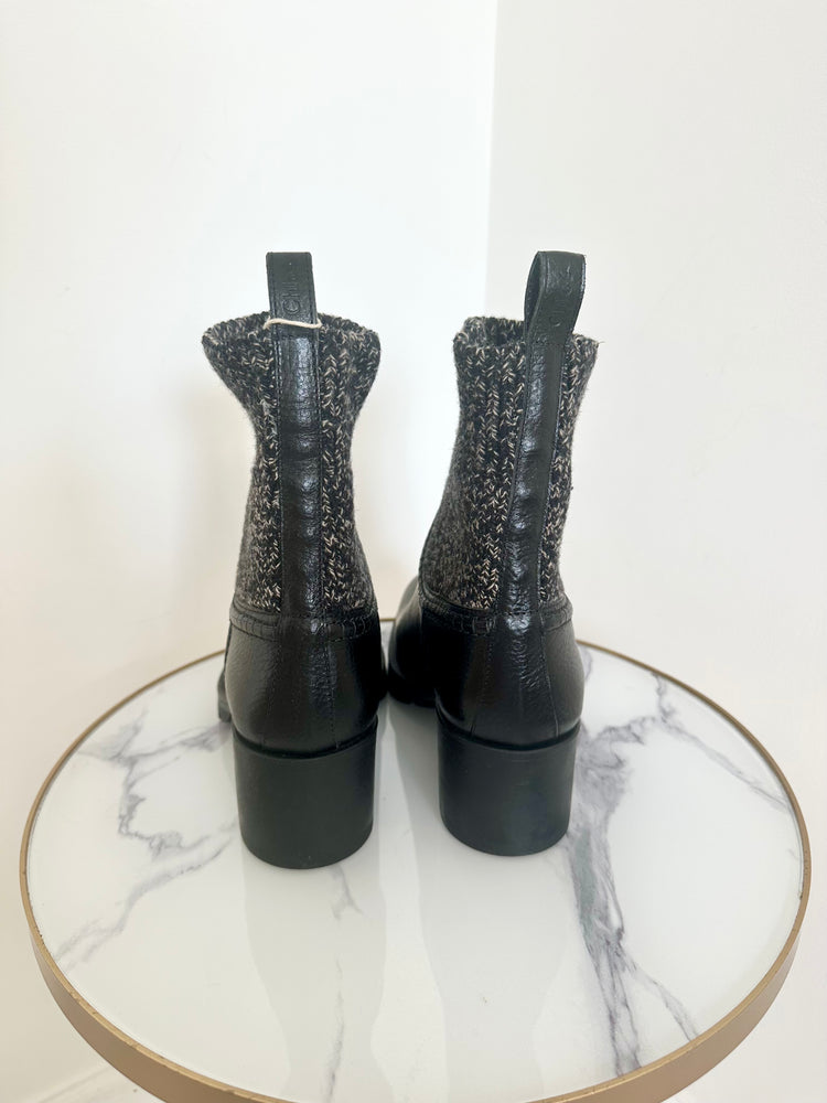 Leather & Knit Ankle Boots Size 5 - New with Box