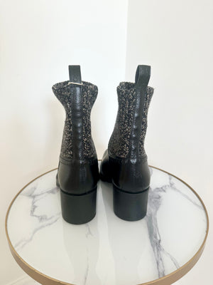 Leather & Knit Ankle Boots Size 5 - New with Box