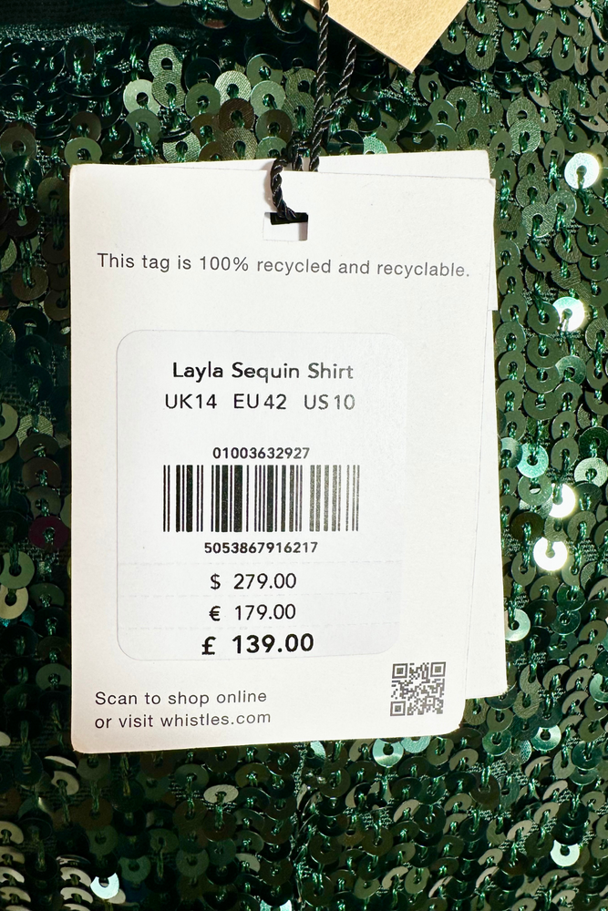 Green Sequin Shirt Size 14 - BNWT