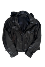 Black Leather Biker Jacket Size 12 - Preloved