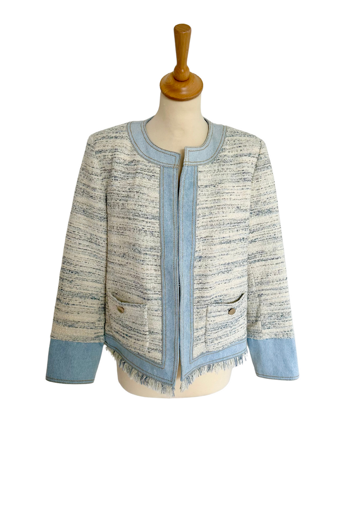 Denim Trimmed Tweed Jacket Size UK 12 - New without Tags