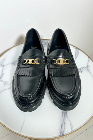 Triomphe Leather Loafer with Chain Size 39 - Preloved