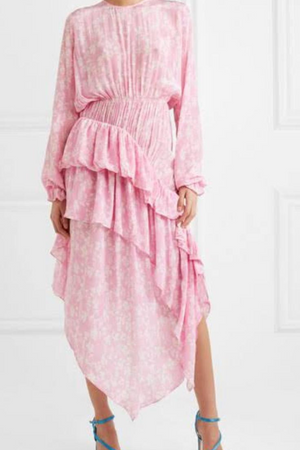 Floral Ruffled Midi Dress Size S - BNWT