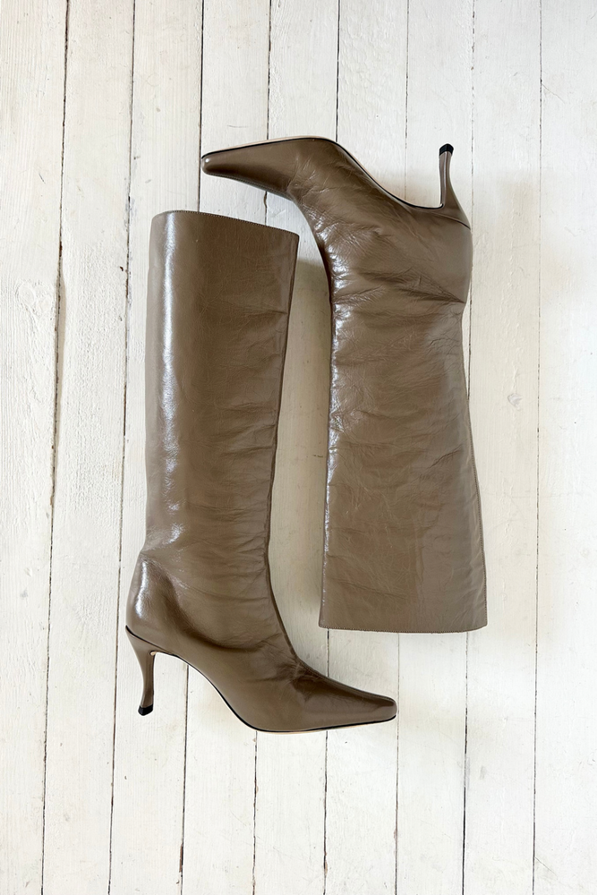 Creased Leather Boots Size 40 - Preloved