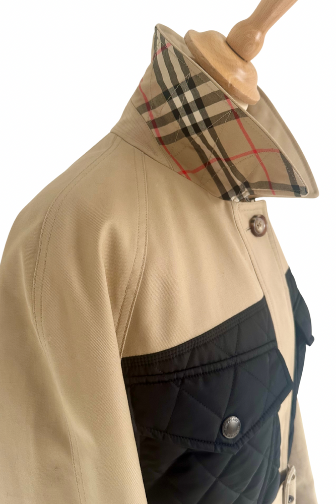 Panelled Qulited Trench Coat Size UK 8 - Preloved