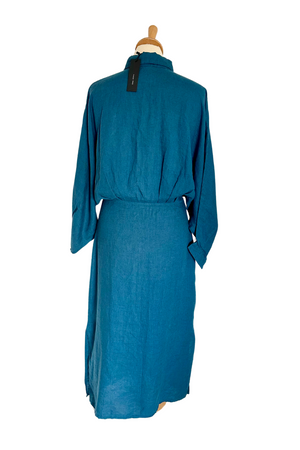 Teal Linen Midi Dress Size S - BNWT