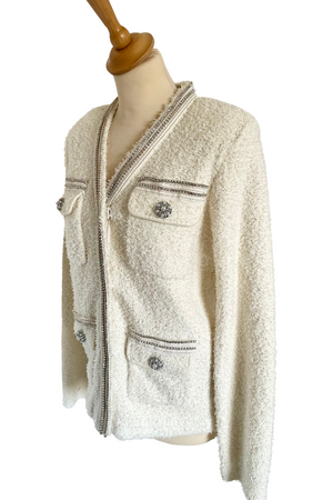 Embellished Boucle Knit Cardigan Size M - BNWT