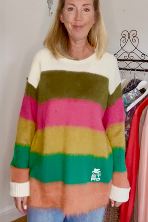 Striped Mohair Sweater Size UK 16 - Preloved