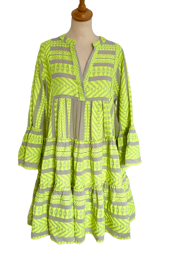 Neon Embroidered Mini Dress Size M - New with Tags