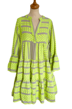 Neon Embroidered Mini Dress Size M - New with Tags