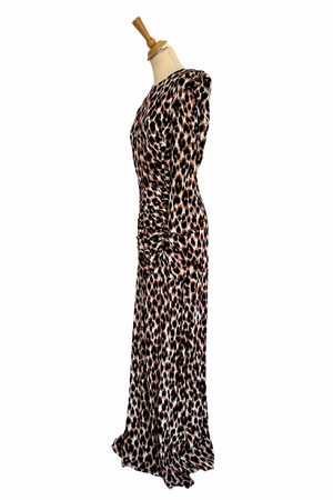 Animal Print Fitted Maxi Dress Size UK 10 - Preloved