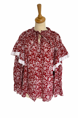 Cotton Floral Blouse Size 10 - Preloved