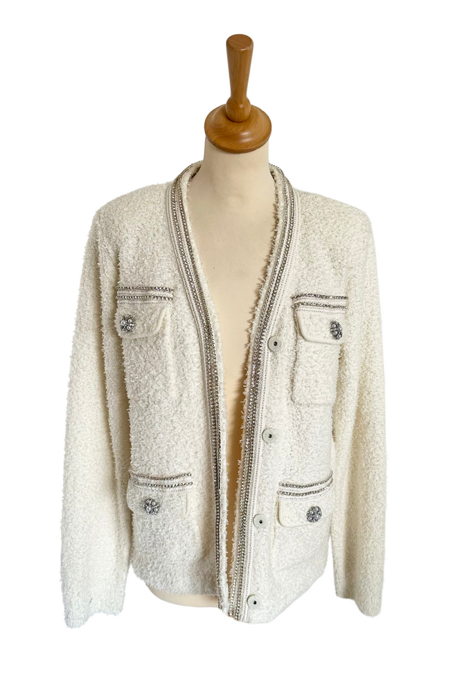 Embellished Boucle Knit Cardigan Size M - BNWT