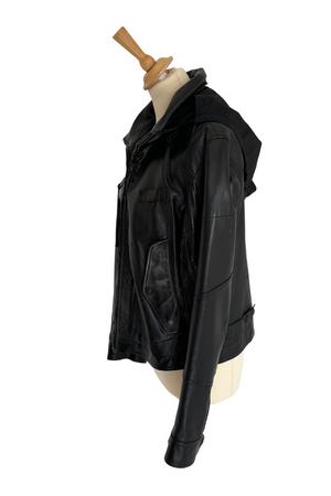 Black Leather Biker Jacket Size 12 - Preloved