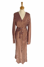 Wrap Silk Spotted Midi Dress Size 12 - New with Tags