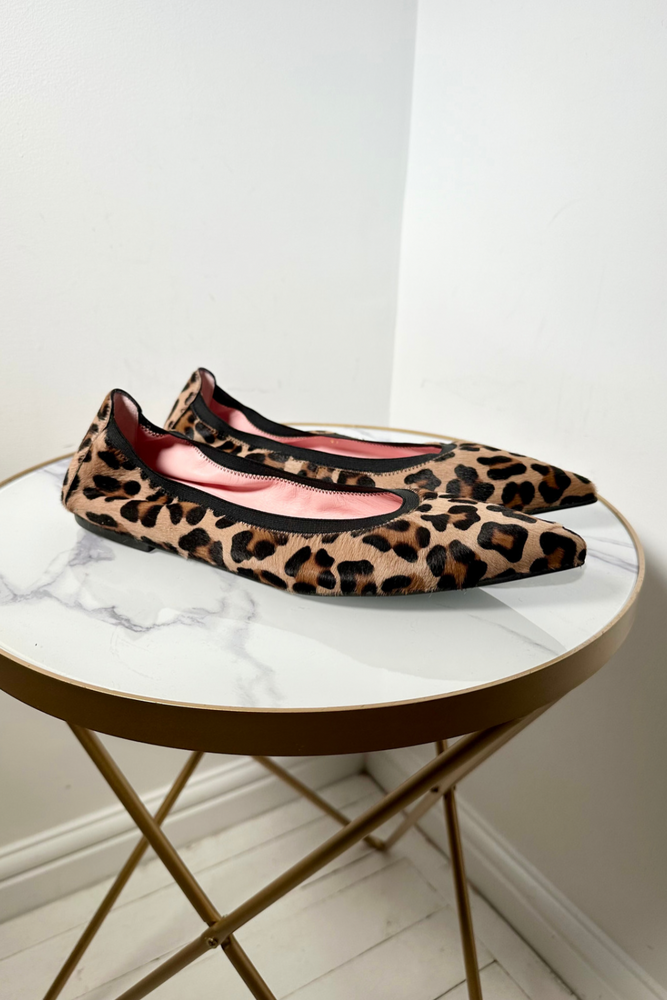 Leopard Print Pointed Ballet Flats Size 8 - New