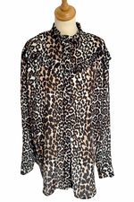 Leopard Print Frill Blouse Size S - Preloved