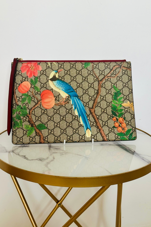 Monogram & Bird Picture Cutch / Pouch - Preloved