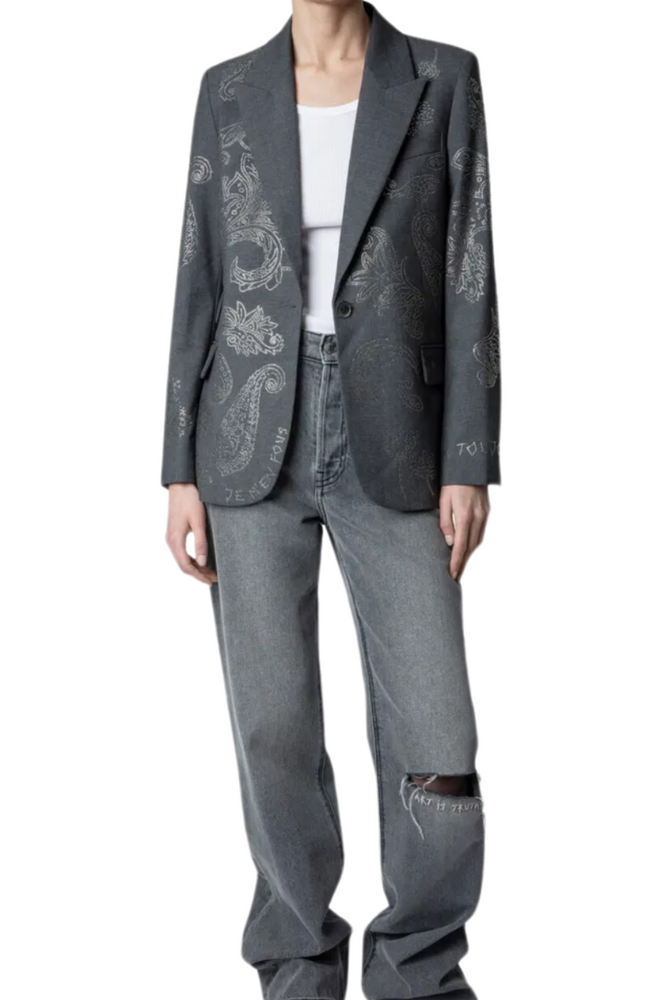 Embellished Paisley Grey Blazer Size 10 - BNWT