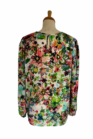 Floral Satin Blouse Size 14 - Preloved