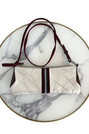 Metallic Silver Quilted Shoulder Bag - Preloved