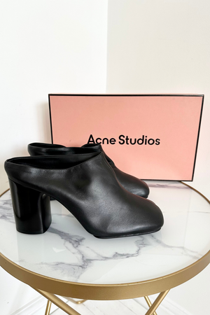 
            
                Load image into Gallery viewer, Block Heel Leather Mules Size 37 - New
            
        