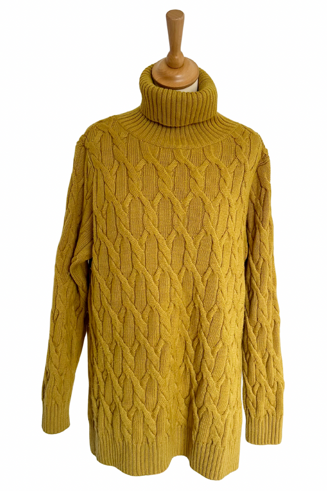 Chunky Cable Knit Roll Neck Jumper Size M - Preloved