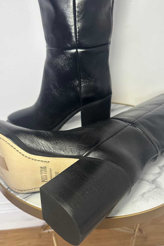 Knee High Crinkled Leather Boots Size 36 - New with Box