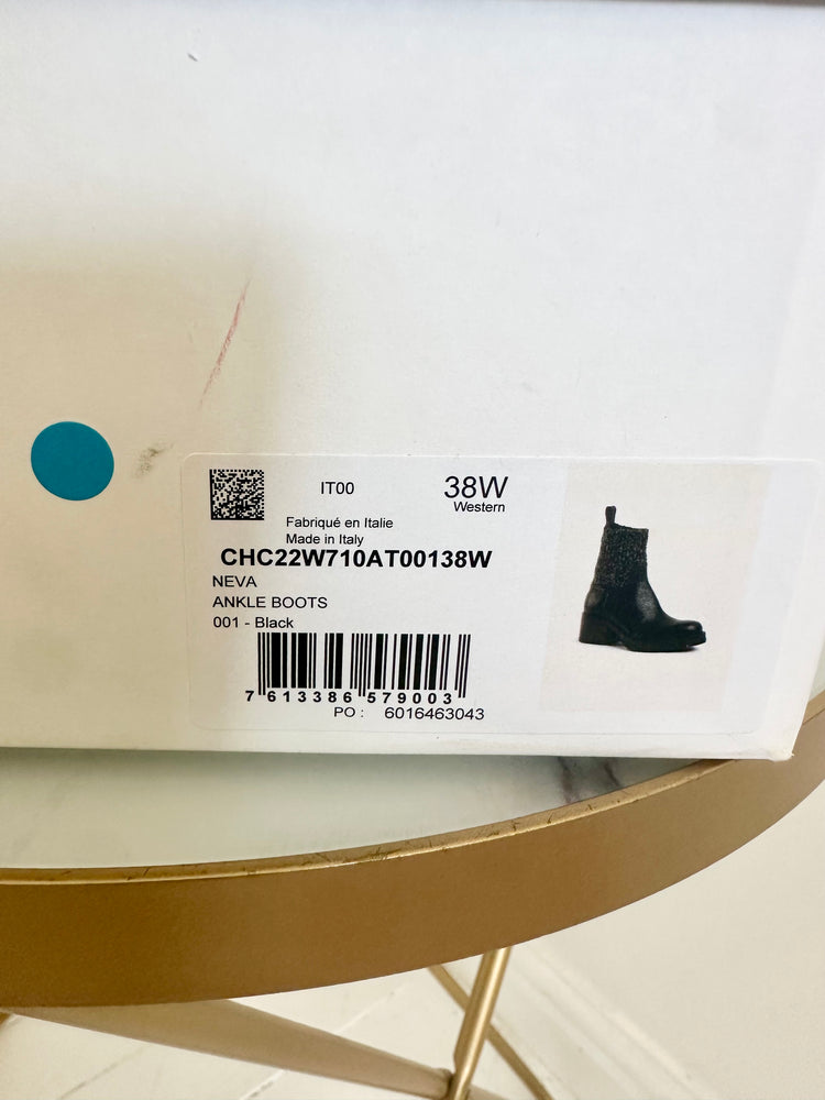 Leather & Knit Ankle Boots Size 5 - New with Box