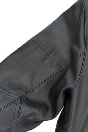 Black Leather Biker Jacket Size 12 - Preloved