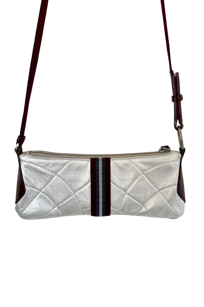 Metallic Silver Quilted Shoulder Bag - Preloved