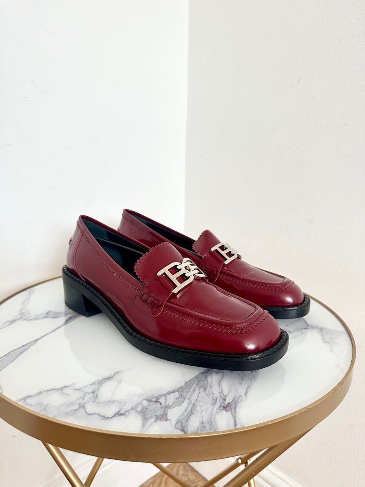 Embellished Gloss Leather Loafers Size 40 - New with Box