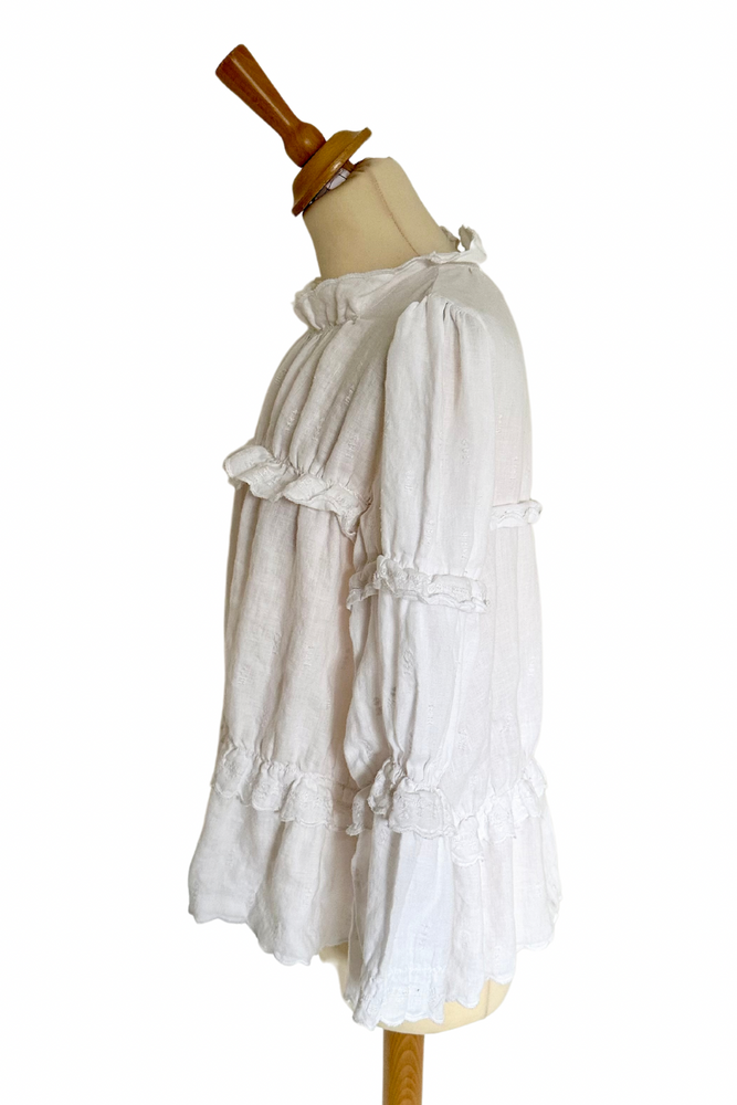 
            
                Load image into Gallery viewer, Frilly Linen Blouse Size 8 - Preloved
            
        