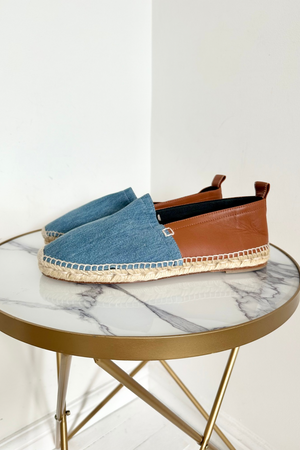 Leather / Denim Espadrilles Flats Size 41 (Fit a UK 7) - New without Tags